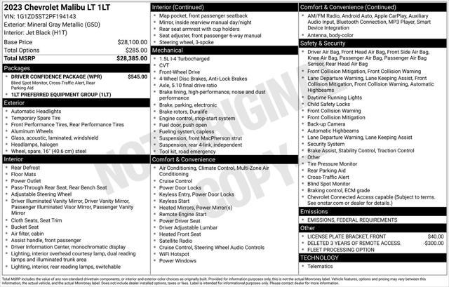 used 2023 Chevrolet Malibu car, priced at $21,400
