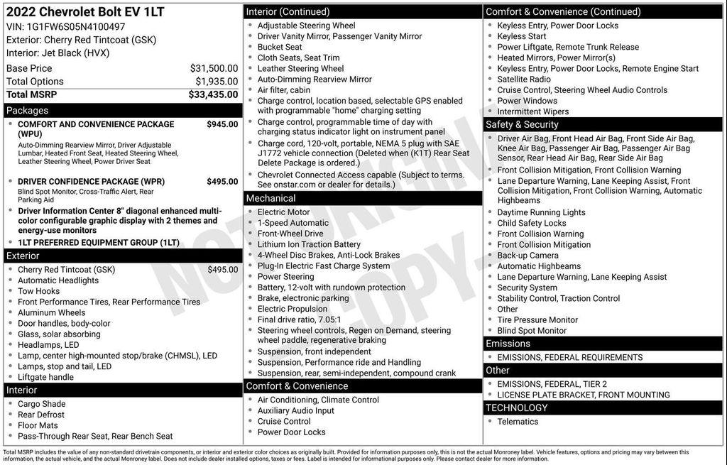 used 2022 Chevrolet Bolt EV car, priced at $21,410
