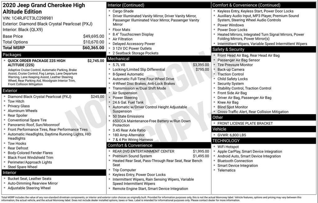 used 2020 Jeep Grand Cherokee car, priced at $29,427