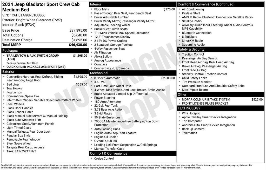 used 2024 Jeep Gladiator car, priced at $35,181