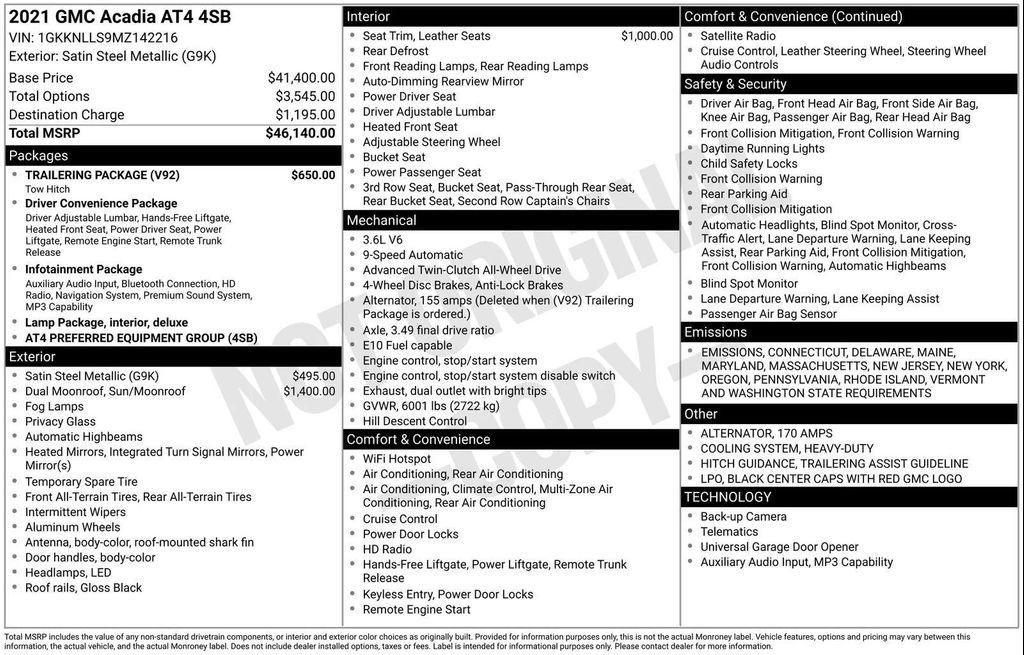 used 2021 GMC Acadia car, priced at $25,165