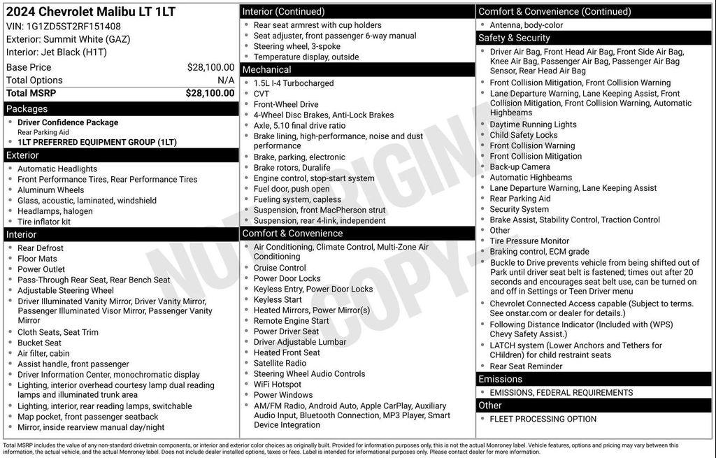 used 2024 Chevrolet Malibu car, priced at $20,900