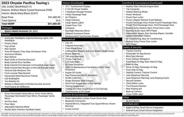 used 2023 Chrysler Pacifica car, priced at $24,509
