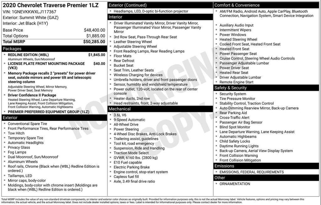 used 2020 Chevrolet Traverse car, priced at $21,582