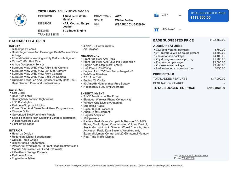 used 2020 BMW 750 car, priced at $35,996