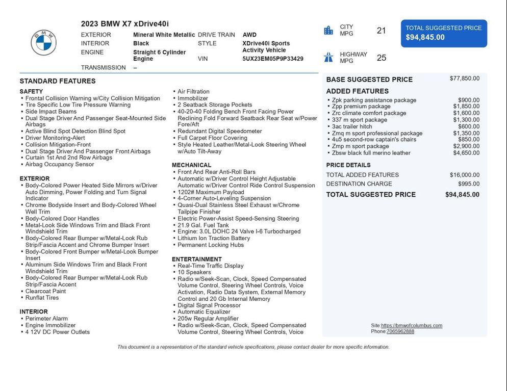 used 2023 BMW X7 car, priced at $70,993