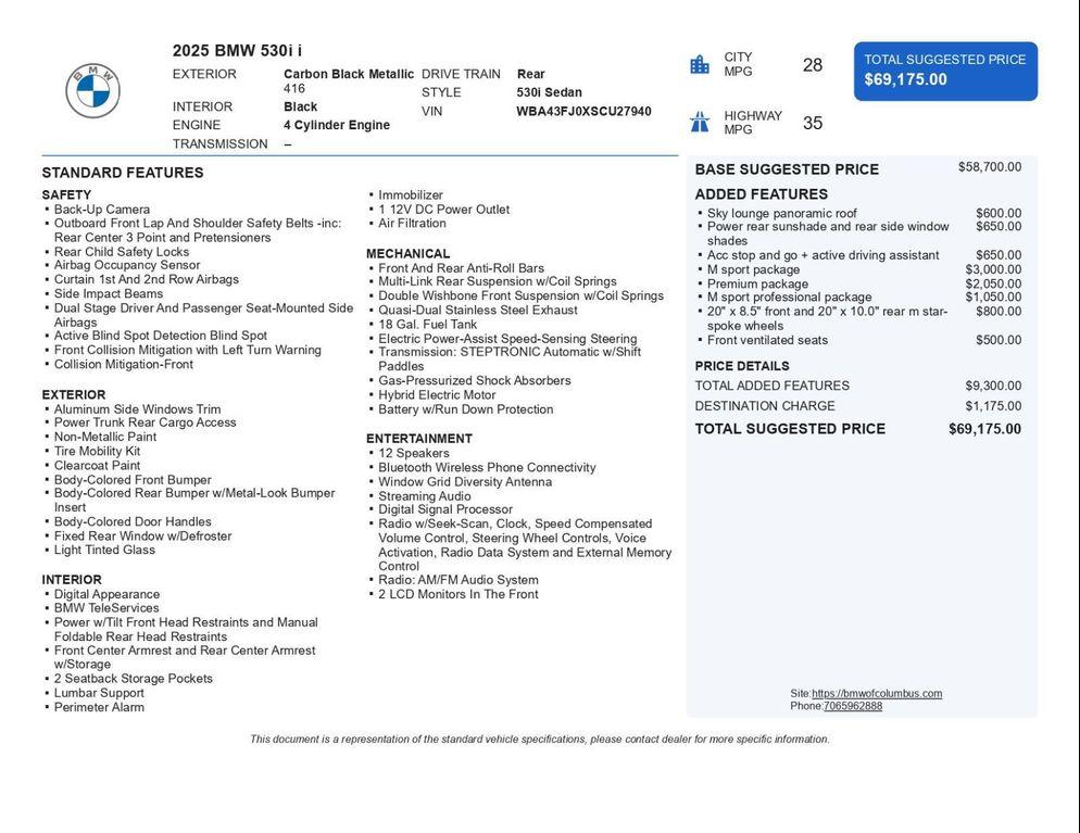 used 2025 BMW 530 car, priced at $58,997