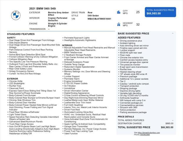 used 2021 BMW 540 car, priced at $34,998