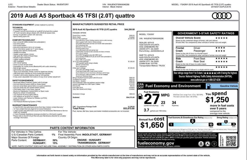 used 2019 Audi A5 car, priced at $23,995