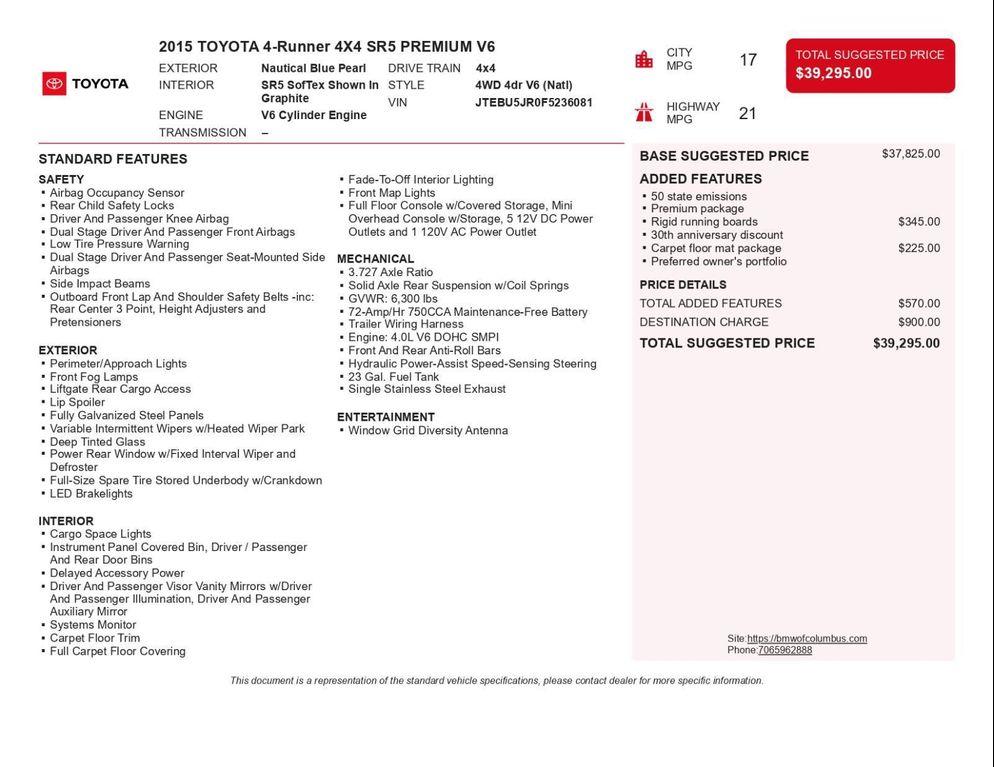 used 2015 Toyota 4Runner car, priced at $15,993