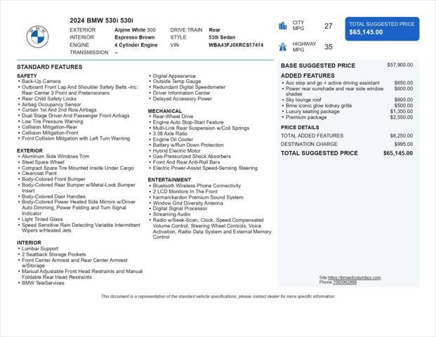 used 2024 BMW 530 car, priced at $51,992