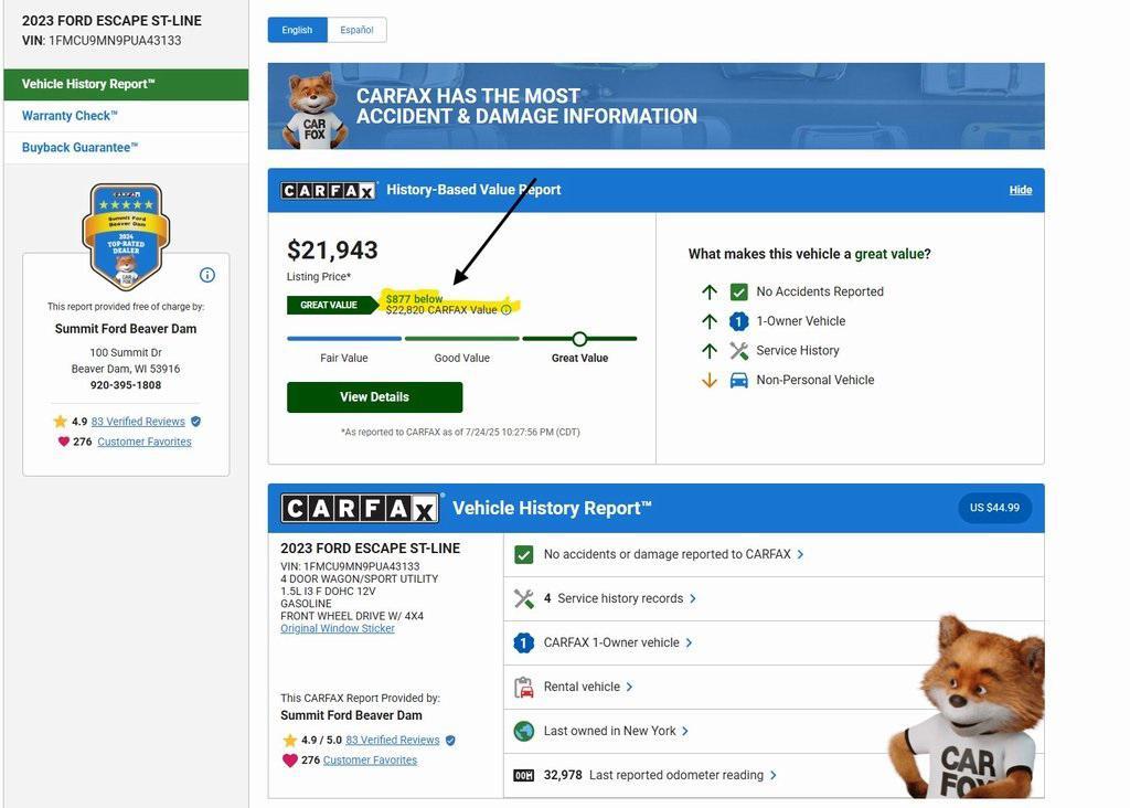 used 2023 Ford Escape car, priced at $21,943