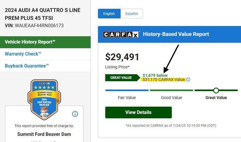 used 2024 Audi A4 car, priced at $27,994