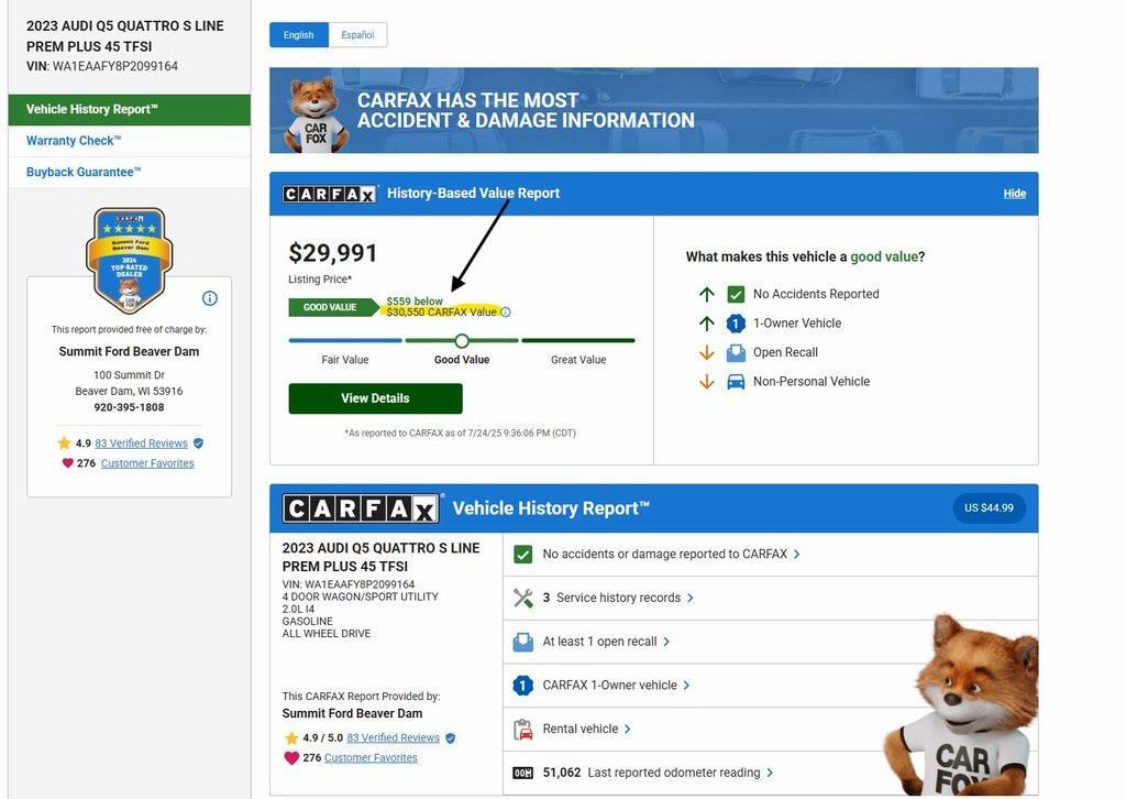 used 2023 Audi Q5 car, priced at $27,994