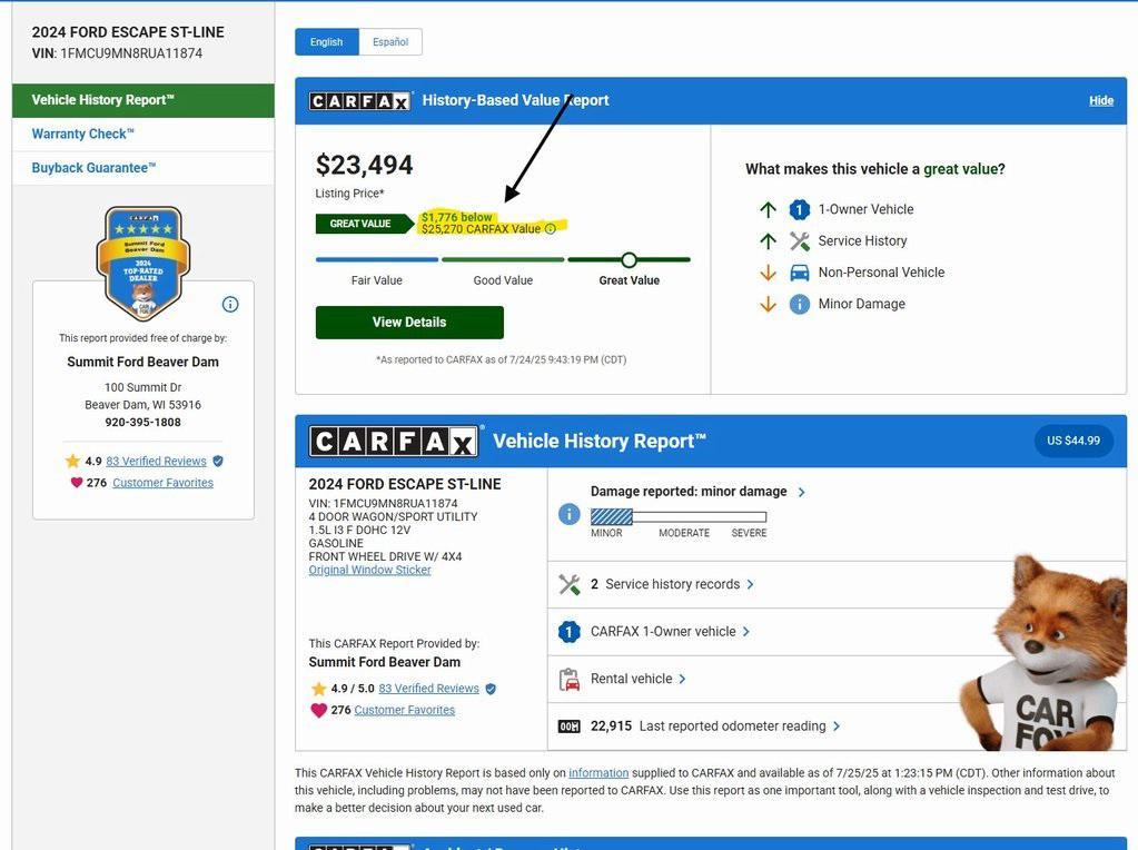 used 2024 Ford Escape car, priced at $22,000