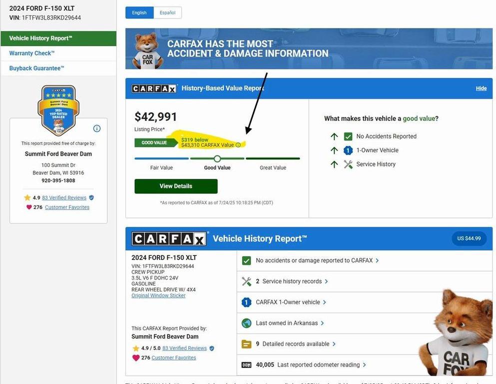 used 2024 Ford F-150 car, priced at $39,993