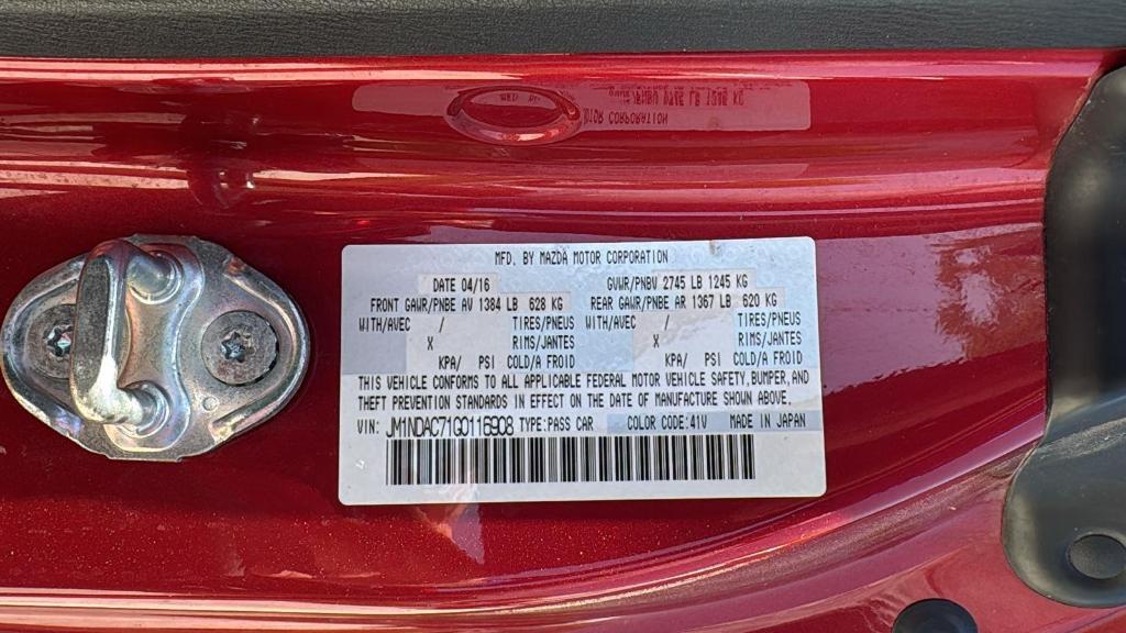 used 2016 Mazda MX-5 Miata car, priced at $20,399