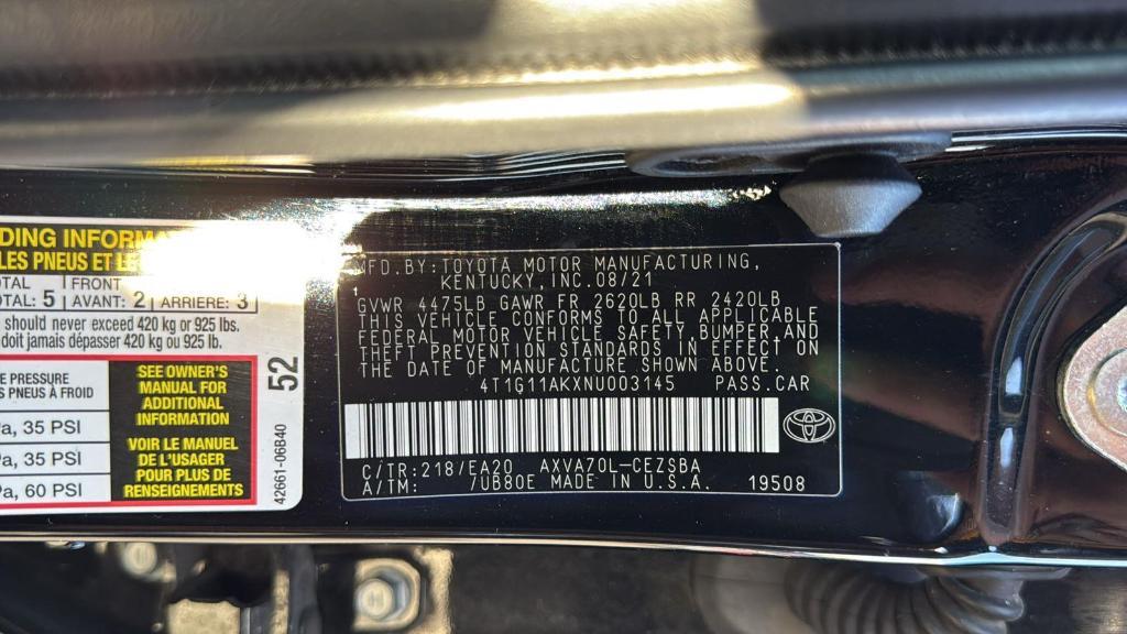 used 2022 Toyota Camry car, priced at $19,782