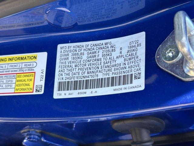 used 2022 Honda Civic Si car, priced at $24,800