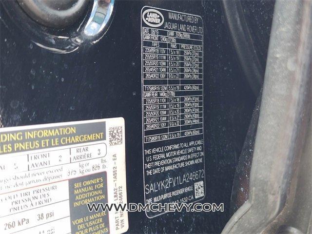 used 2020 Land Rover Range Rover Velar car, priced at $30,000
