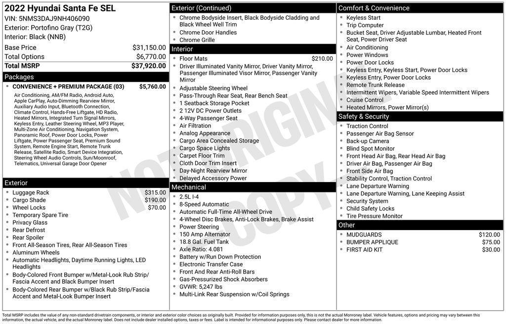 used 2022 Hyundai Santa Fe car, priced at $26,800
