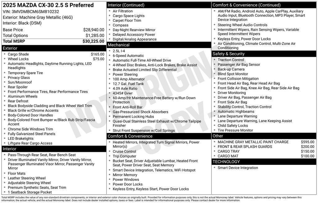 new 2025 Mazda CX-30 car, priced at $31,012