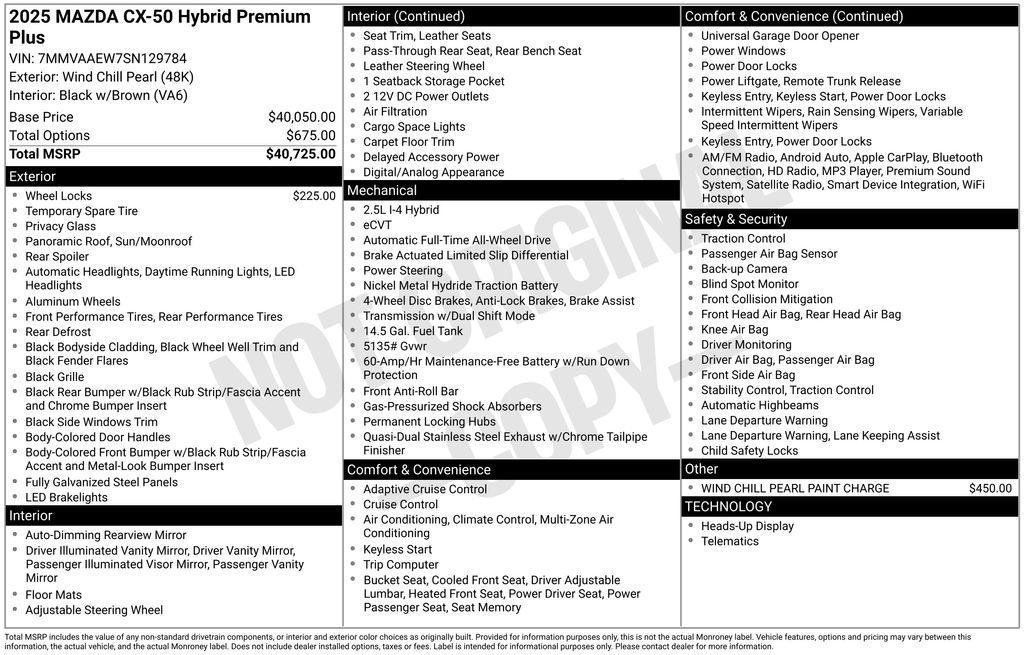 new 2025 Mazda CX-50 Hybrid car, priced at $41,302