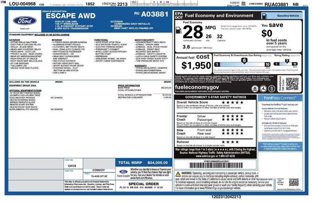 used 2024 Ford Escape car, priced at $24,828