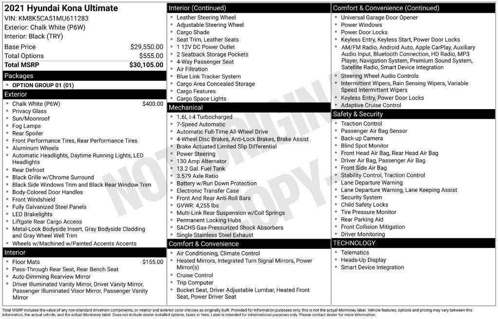 used 2021 Hyundai Kona car, priced at $20,950