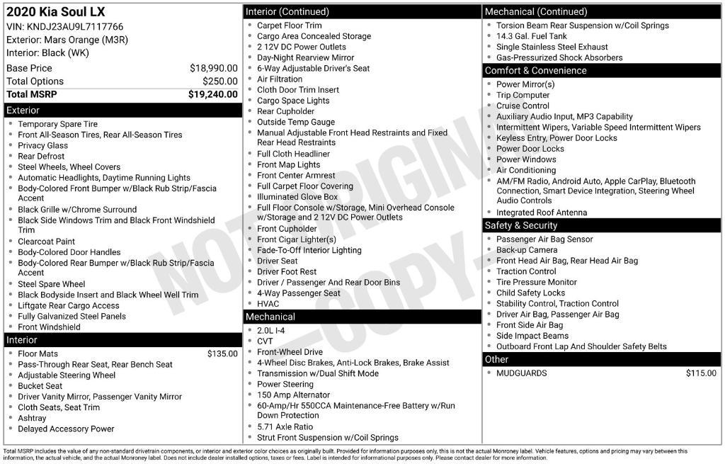 used 2020 Kia Soul car, priced at $11,950