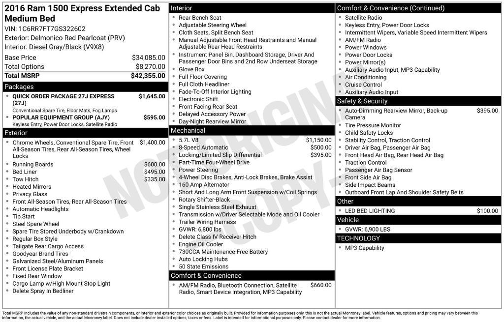 used 2016 Ram 1500 car, priced at $17,550