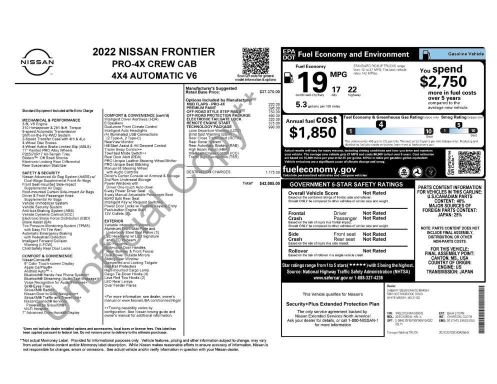 used 2022 Nissan Frontier car, priced at $35,825