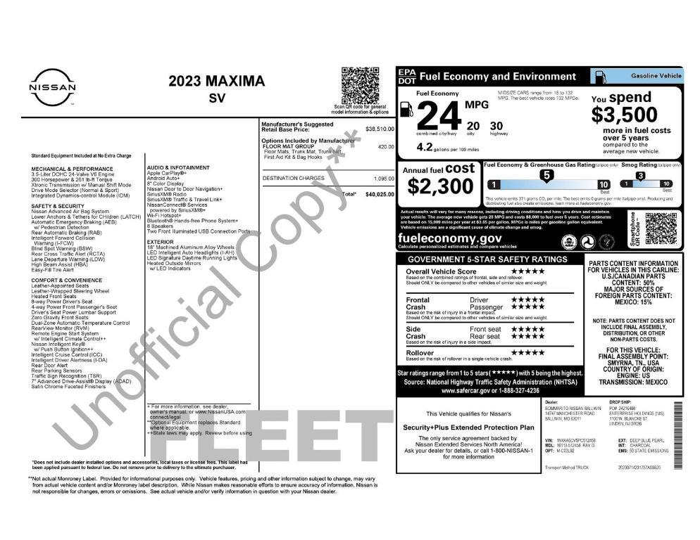 used 2023 Nissan Maxima car