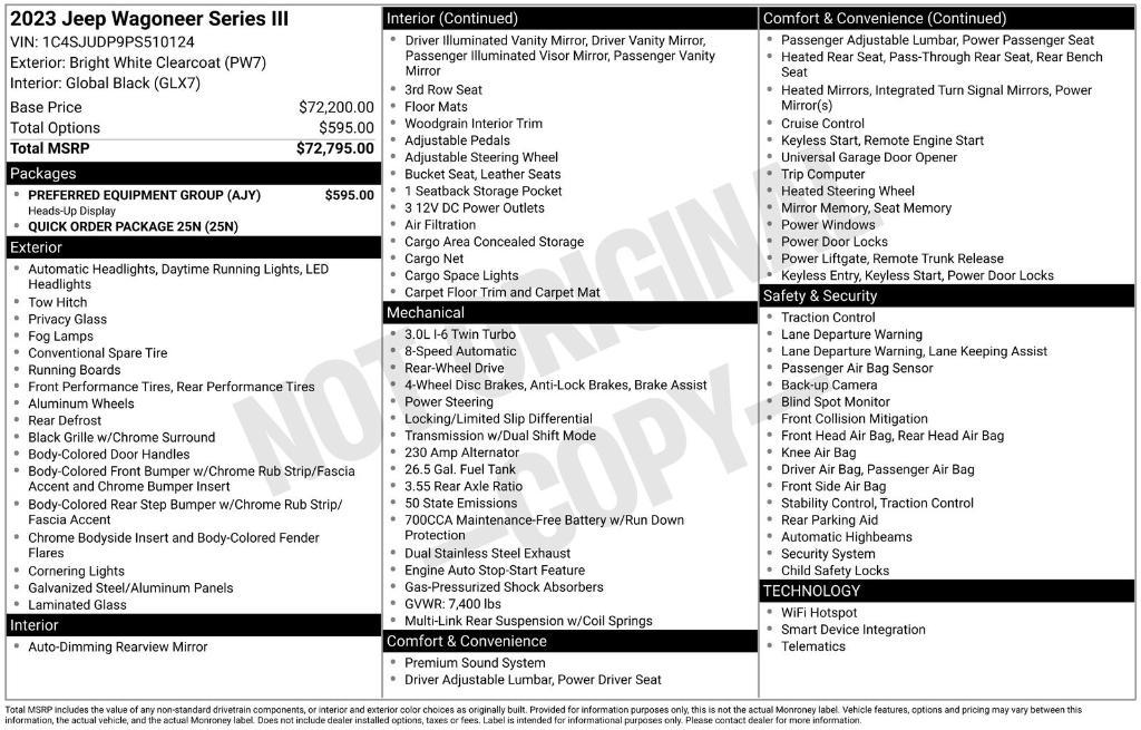 used 2023 Jeep Wagoneer car, priced at $41,675
