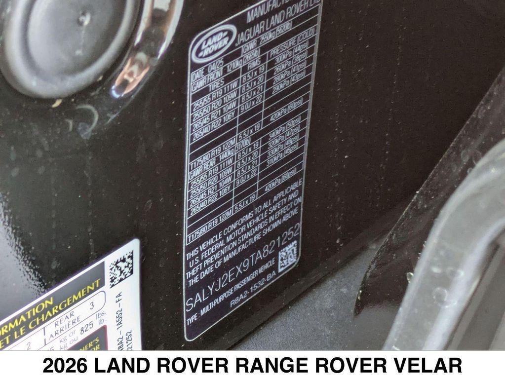 new 2026 Land Rover Range Rover Velar car, priced at $67,870