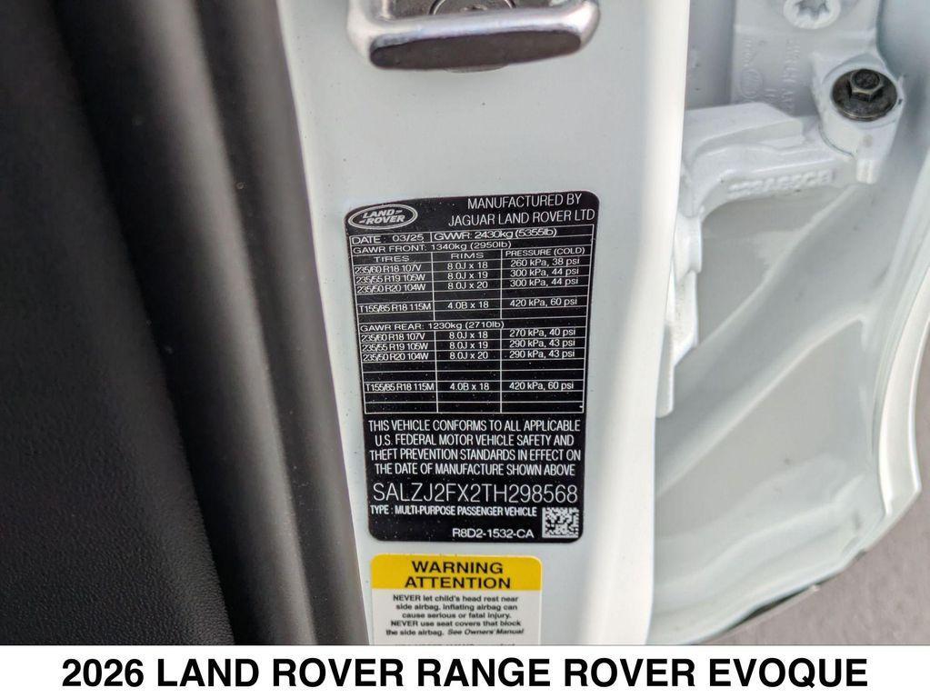 new 2026 Land Rover Range Rover Evoque car, priced at $54,465