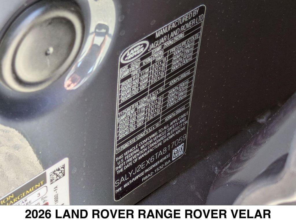 new 2026 Land Rover Range Rover Velar car, priced at $66,597