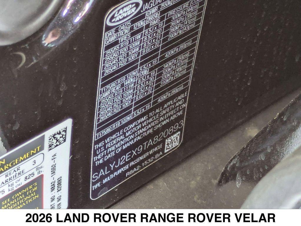 new 2026 Land Rover Range Rover Velar car, priced at $68,140