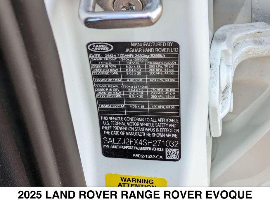 new 2025 Land Rover Range Rover Evoque car, priced at $54,205