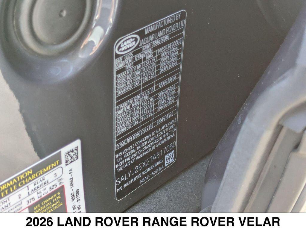 new 2026 Land Rover Range Rover Velar car, priced at $65,665