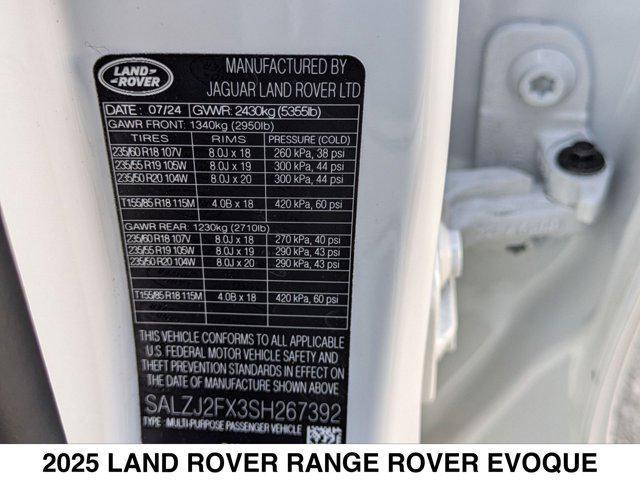 new 2025 Land Rover Range Rover Evoque car, priced at $55,105