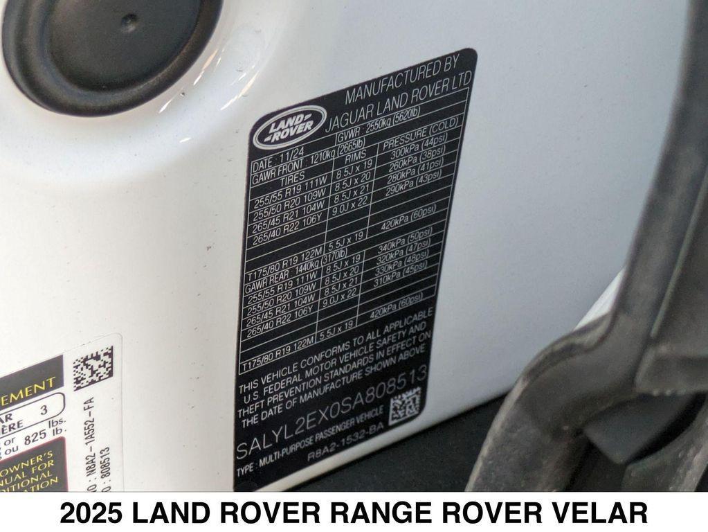 new 2025 Land Rover Range Rover Velar car, priced at $72,880