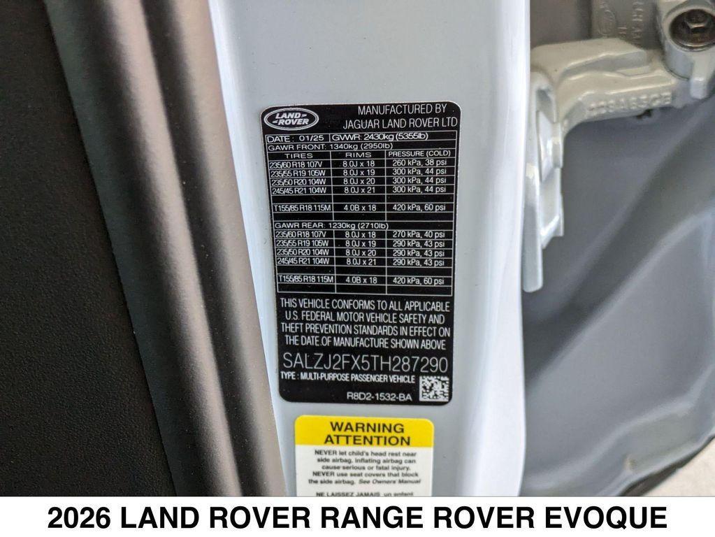 new 2026 Land Rover Range Rover Evoque car, priced at $57,005