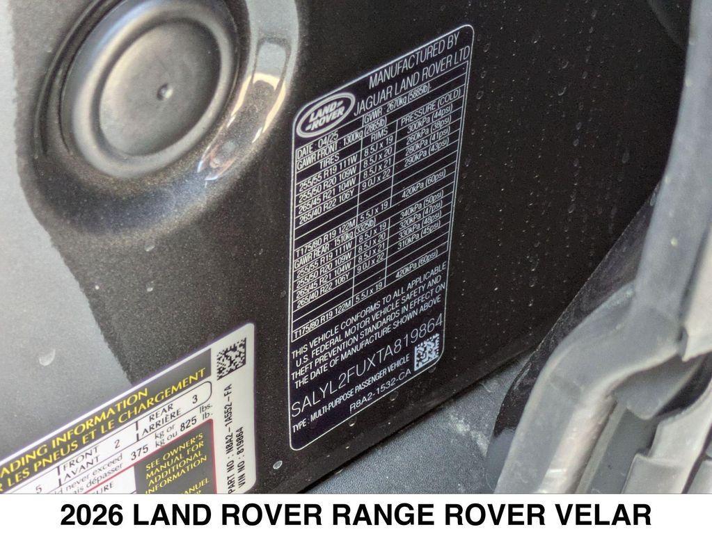 new 2026 Land Rover Range Rover Velar car, priced at $75,265