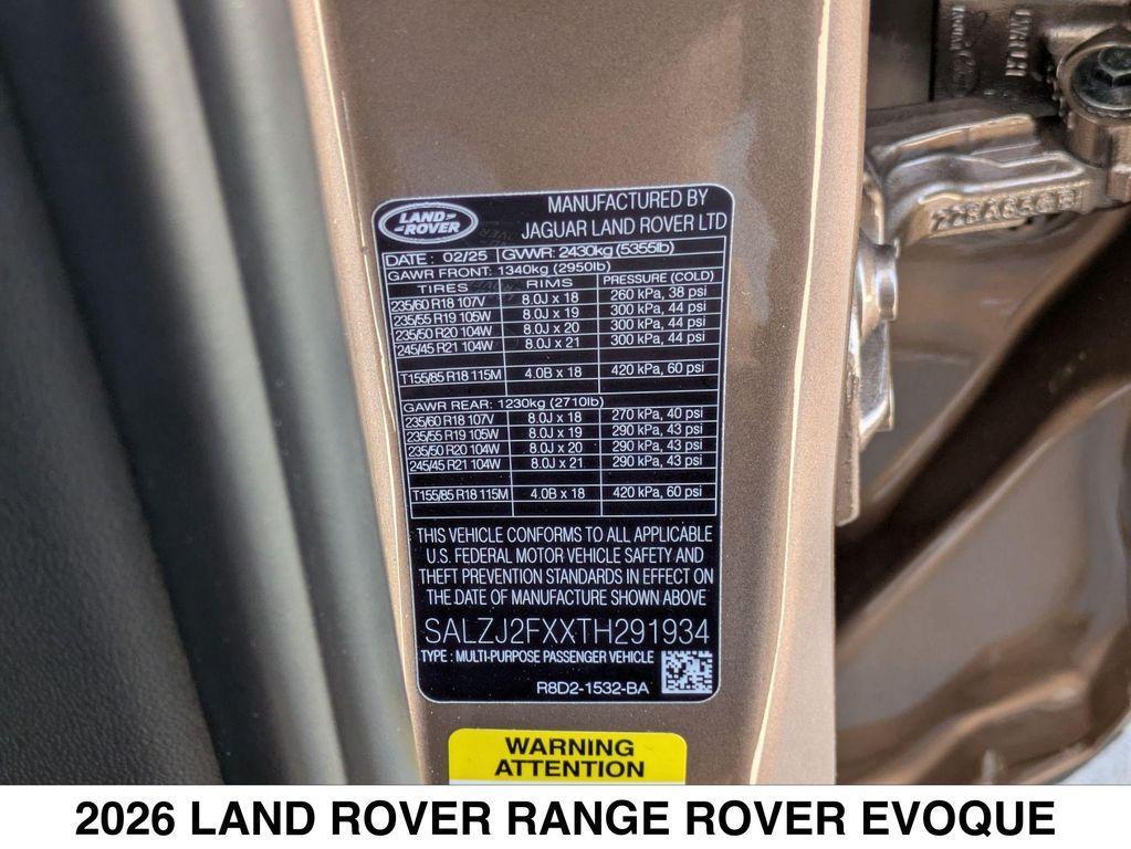 new 2026 Land Rover Range Rover Evoque car, priced at $57,805