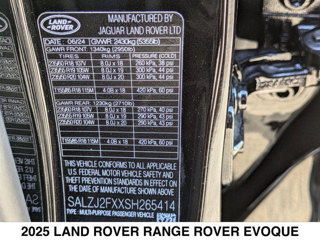 new 2025 Land Rover Range Rover Evoque car, priced at $55,080