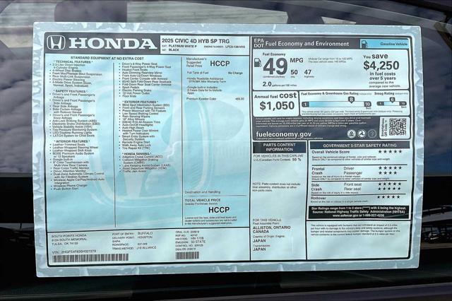 new 2025 Honda Civic Hybrid car, priced at $33,555