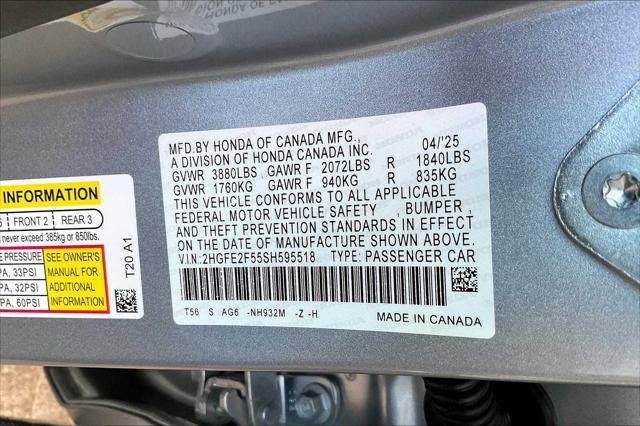 new 2025 Honda Civic car, priced at $27,400