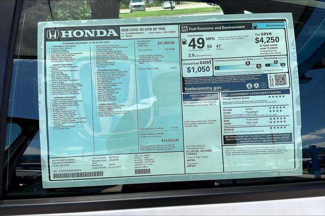 new 2025 Honda Civic Hybrid car, priced at $33,555