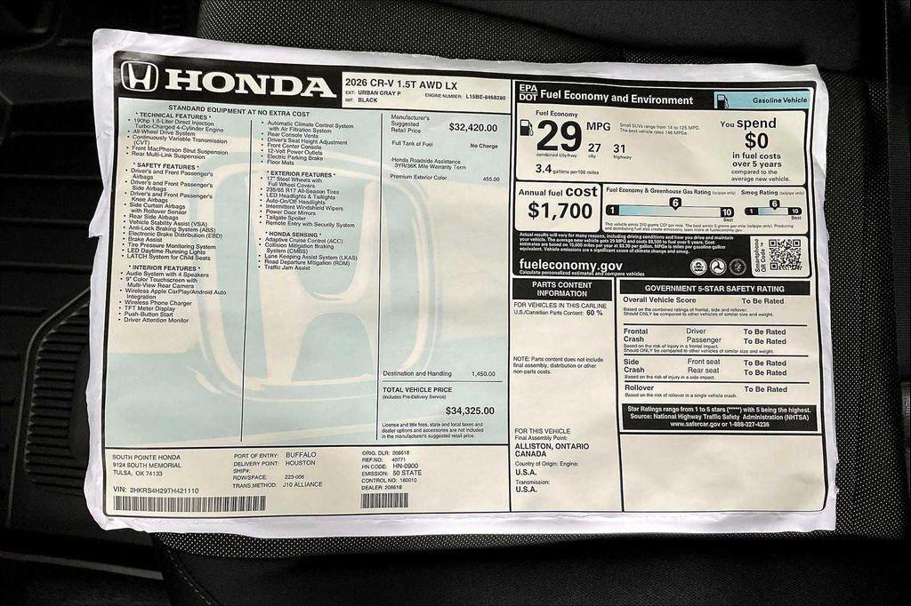 new 2026 Honda CR-V car, priced at $32,075